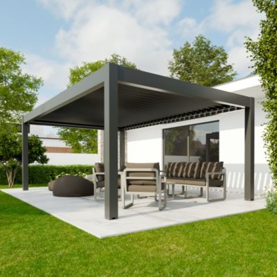 Pergola bioclimatique autoportante motorisée aluminium 4ALU Vali 4 x 6 m gris anthracite 7016 avec LED