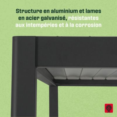 Pergola bioclimatique autoportante motorisée aluminium Breva coloris gris Klikstrom 3 x 4 m