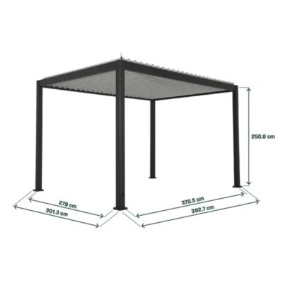 Pergola bioclimatique autoportante motorisée aluminium Breva coloris gris Klikstrom 3 x 4 m