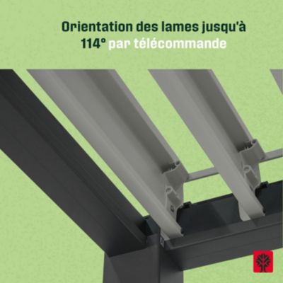 Pergola bioclimatique autoportante motorisée aluminium Breva coloris gris Klikstrom 3 x 4 m