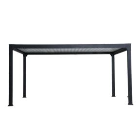 Pergola bioclimatique autoportante motorisée aluminium coloris noir sablé Green Outside 5 x 3 m