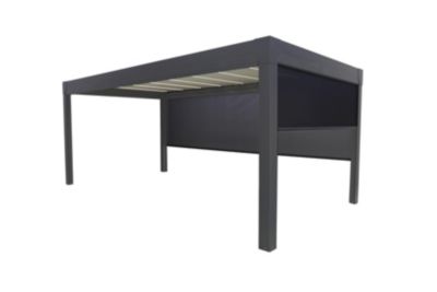 Pergola bioclimatique autoportante motorisée aluminium noir Green Outside Actual 5x3m + 1 rideau 3m + 1 rideau 5m