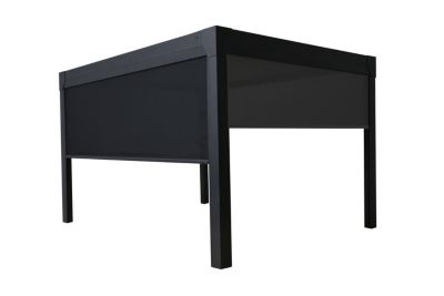 Pergola bioclimatique autoportante motorisée aluminium noir Green Outside Actual 5x3m + 1 rideau 3m + 1 rideau 5m