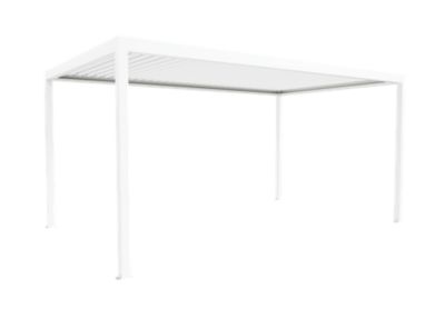 Pergola bioclimatique autoportante motorisée Salto Alumin'home aluminium blanc RAL 9010 - 5 x 3 m avec LED intégrés