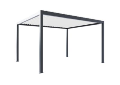 Pergola bioclimatique autoportante motorisée Salto Alumin'home aluminium gris foncé RAL 7016 - 4 x 3,5 m avec LED intégrés