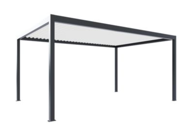 Pergola bioclimatique autoportante motorisée Salto Alumin'home aluminium gris foncé RAL 7016 - 5 x 3,5 m avec LED intégrés