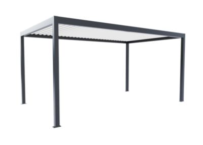 Pergola bioclimatique autoportante motorisée Salto Alumin'home aluminium gris foncé RAL 7016 - 5 x 3 m avec LED intégrés