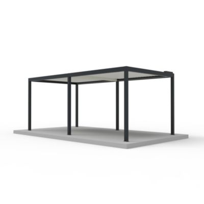 Pergola bioclimatique autoportante motorisée Salto Alumin'home aluminium gris foncé RAL 7016 - 6 x 3 m avec LED intégrés