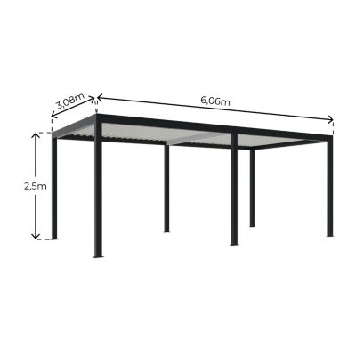 Pergola bioclimatique autoportante motorisée Salto Alumin'home aluminium gris foncé RAL 7016 - 6 x 3 m avec LED intégrés