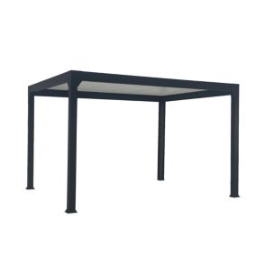 Pergola bioclimatique autoportante Solyola motorisé aluminium noir sablé Green Outside 4 x 3 m avec LED