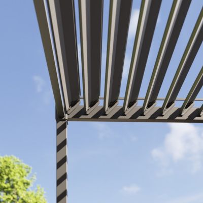 Pergola bioclimatique autoportante Tehuano acier gris Klikstrom 3 x 3 m