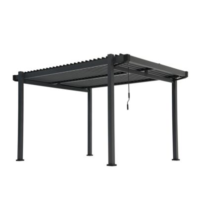 Pergola bioclimatique autoportée aluminium et acier gris Fred 4 x 3 m