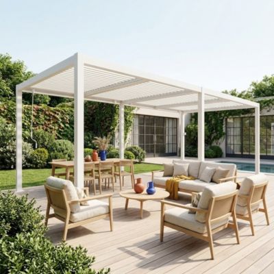 Pergola bioclimatique blanc. aluminium et acier. 3x6m. lames orientables