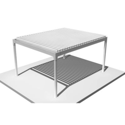 Pergola bioclimatique DASHURIA îlot 3,50 x 3,538m Vérin à Télécommande (Blanc)