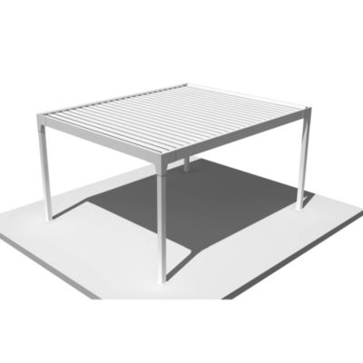 Pergola bioclimatique DASHURIA îlot 3,50 x 3,538m Vérin à Télécommande (Blanc)