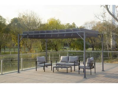 Pergola bioclimatique en tissu "Lodge" 3 x 4 m  Anthracite