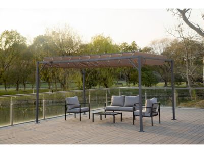 Pergola bioclimatique en tissu "Lodge" 3 x 4 m  Taupe