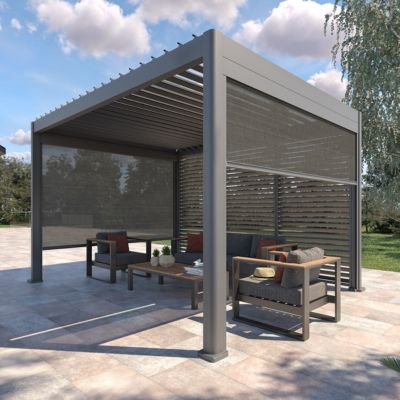 Pergola bioclimatique "Evora" 4 x 3m en aluminium Graphite - Hespéride