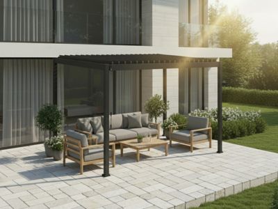 Pergola bioclimatique "Evora" 4 x 3m en aluminium Graphite - Hespéride