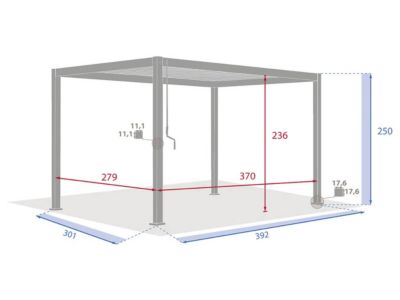Pergola bioclimatique "Evora" 4 x 3m en aluminium Graphite - Hespéride