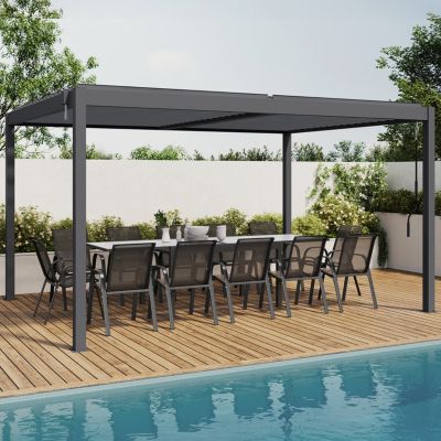 Pergola bioclimatique lames orientables 3x4M aluminium gris anthracite
