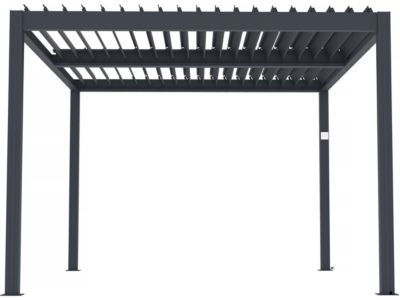 Pergola bioclimatique électrique avec led "Windsor" en aluminium 3 x 4  Gris