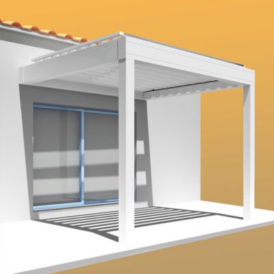 Pergola bioclimatique LOLITE 4,00x3,038 M Vérin à Télécommande (Blanc RAL9010)