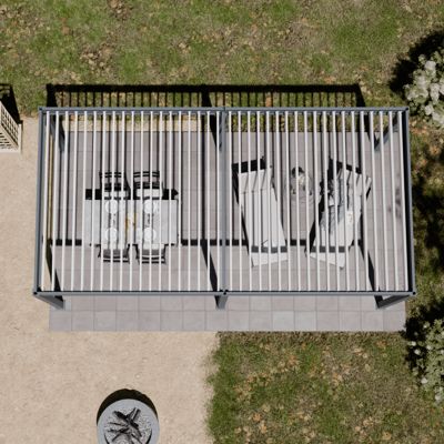 Pergola bioclimatique motorisée Ombréa autoportante 3x6M - Anthracite/blanc