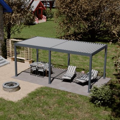 Pergola bioclimatique motorisée Ombréa autoportante 3x6M - Anthracite/blanc