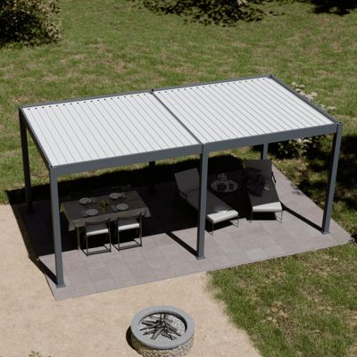 Pergola bioclimatique motorisée Ombréa autoportante 3x6M - Anthracite/blanc