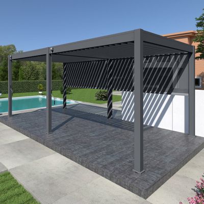 Pergola bioclimatique Ombréa autoportante VS - 3x6M Anthracite + 2 stores