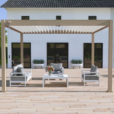 Pergola bioclimatique Ombréa VS autoportante 3x4M - Woodlook - lames blanches