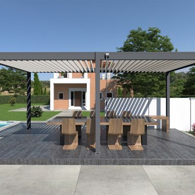 Pergola bioclimatique Ombréa VS autoportante 3x6M - Anthracite/blanc