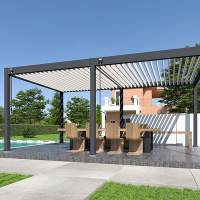 Pergola bioclimatique Ombréa VS autoportante 3x6M - Anthracite/blanc