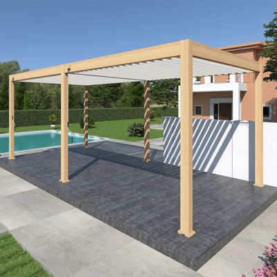 Pergola bioclimatique Ombréa VS autoportante 3x6M - Woodlook bois naturel