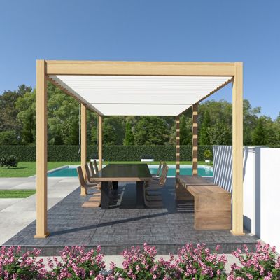 Pergola bioclimatique Ombréa VS autoportante 3x6M - Woodlook bois naturel