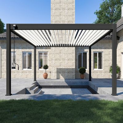 Pergola bioclimatique Ombréa VS autoportante 4x4M - Anthracite/blanc