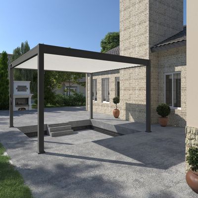 Pergola bioclimatique Ombréa VS autoportante 4x4M - Anthracite/blanc
