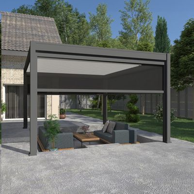 Pergola bioclimatique Ombréa VS autoportante 4x4M - Anthracite/blanc