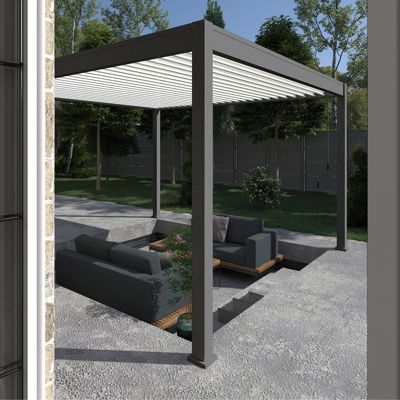 Pergola bioclimatique Ombréa VS autoportante 4x4M - Anthracite/blanc
