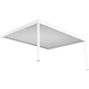 Pergola bioclimatique perpendiculaire - SAMA  - vérin à télécommande (Blanc brillant - 4.090m x 3.00m)