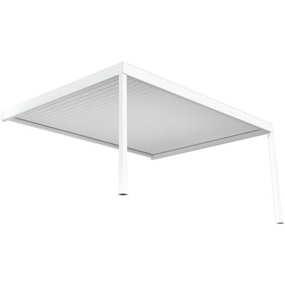 Pergola bioclimatique perpendiculaire - SAMA  - vérin à télécommande (Blanc brillant - 4.965m x 3.00m)
