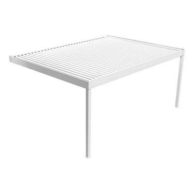 Pergola bioclimatique perpendiculaire - SAMA  - vérin à télécommande (Blanc brillant - 4.965m x 3.00m)