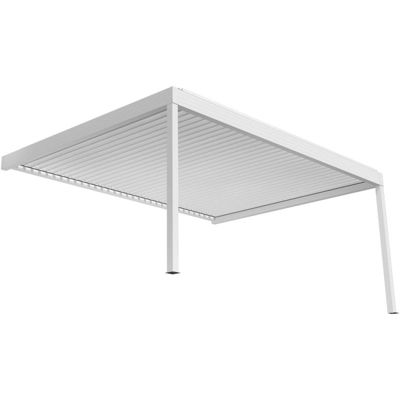 Pergola bioclimatique perpendiculaire - SAMA  - vérin à télécommande (Blanc brillant - 4.965m x 3.00m)