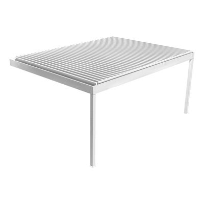 Pergola bioclimatique perpendiculaire - SAMA  - vérin à télécommande (Blanc brillant - 4.965m x 3.00m)