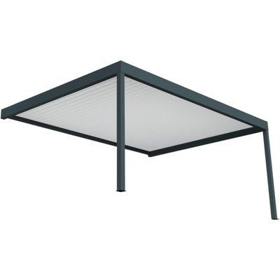Pergola bioclimatique perpendiculaire - SAMA  - vérin à télécommande (Gris Anthracite et Blanc Brillant - 6.015m x 4.00m)