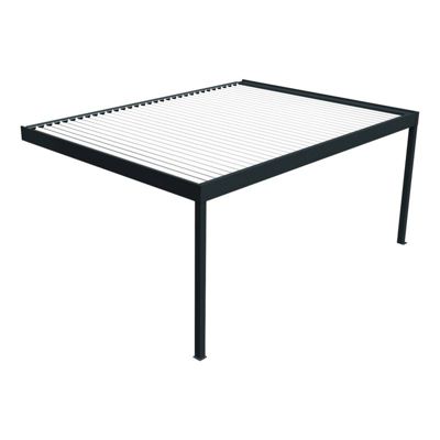 Pergola bioclimatique perpendiculaire - SAMA  - vérin à télécommande (Gris Anthracite et Blanc Brillant - 6.015m x 4.00m)