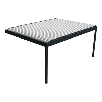 Pergola bioclimatique perpendiculaire - SAMA  - vérin à télécommande (Gris Anthracite et Blanc Brillant - 6.015m x 4.00m)