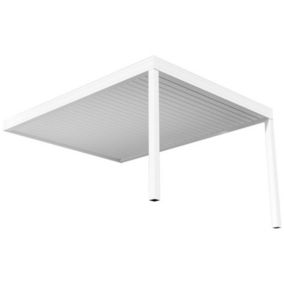 Pergola bioclimatique rétractable YUTA - motorisé avec télécommande (Blanc brillant - 4.00m x 3.015m)