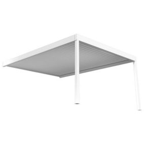 Pergola bioclimatique - SAMA - vérin à télécommande (Blanc brillant - 4.50m x 3.937m)